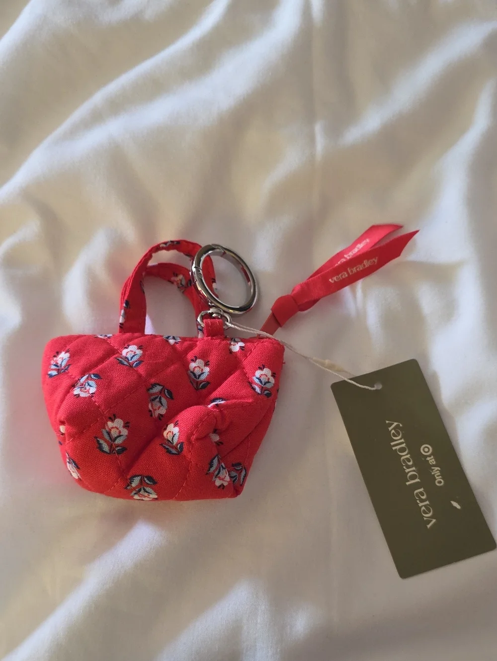 Vera Bradley Mini quilted tote keychain